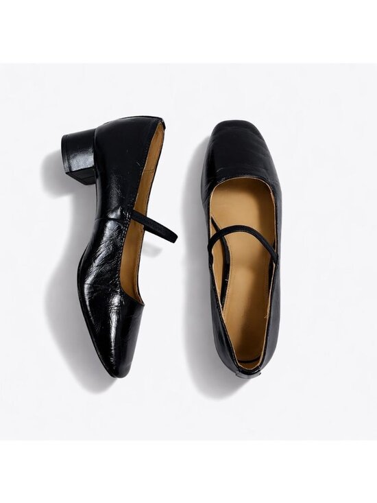 Madewell Shoes - Madewell The Greta Pump True Black Crinkled Patent Leather Mary Jane Strap Sz 7M